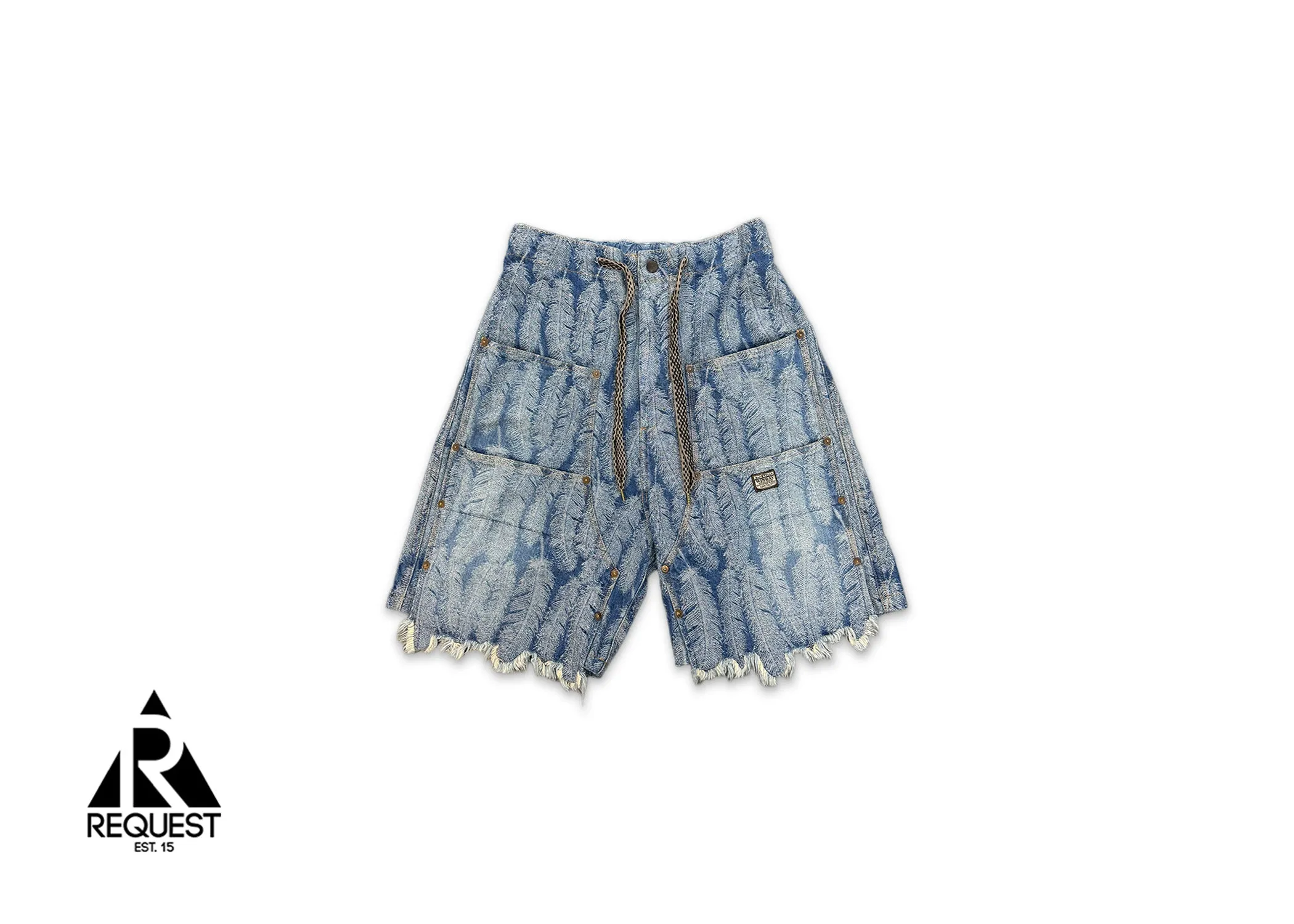 12OZ Magpie Double Knee Denim Easy Feather Shorts "Blue"