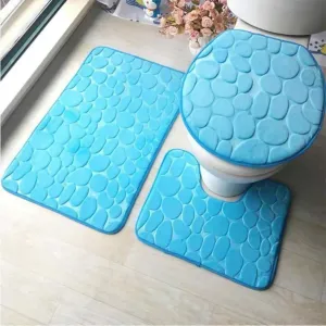 3 PCs Non Skid Suction Mat (3759) -Sky Blue