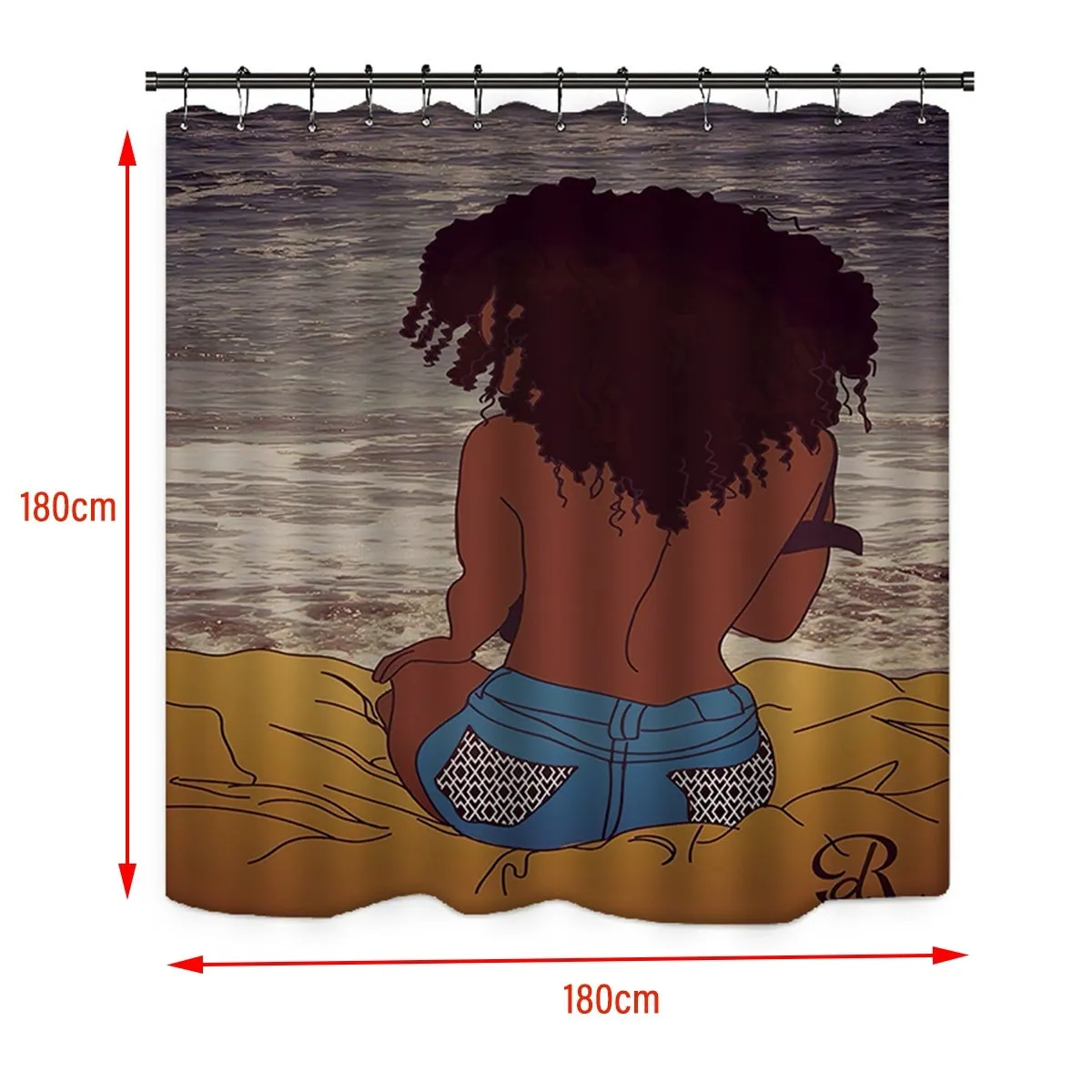 4PCS/SETS 180x180cm African Women Bathroom Pedestal Rug Lid Toilet Cover Bath Mat Shower Curtain