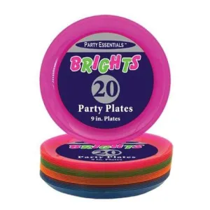 9" Assorted Neon 20ct Party Plates