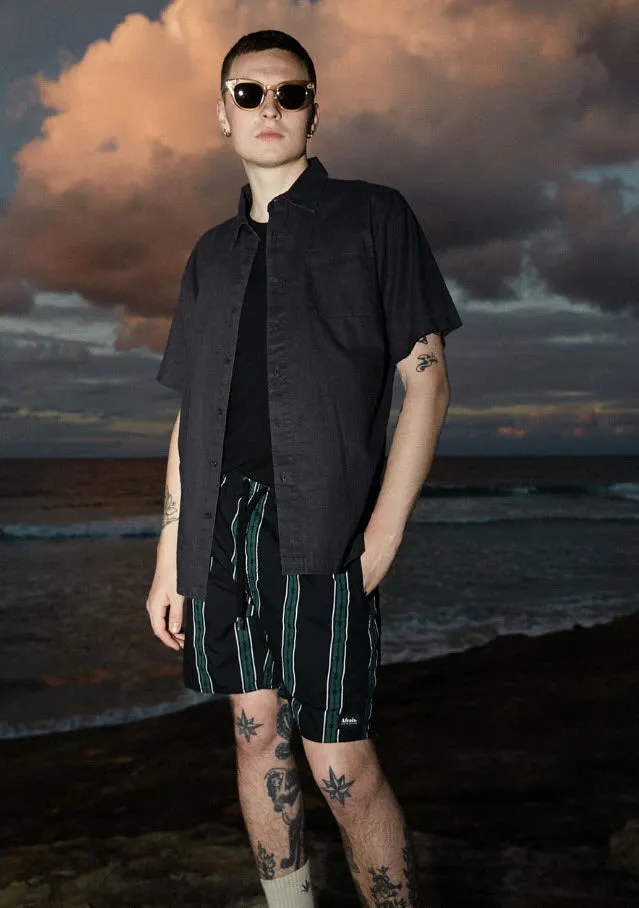 Afends Baywatch Bank Robber Elastic Waist Boardshort Black