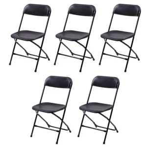 ALICIAN 5pcs Folding Chair Plastic Portable Stackable Patio Stool Black