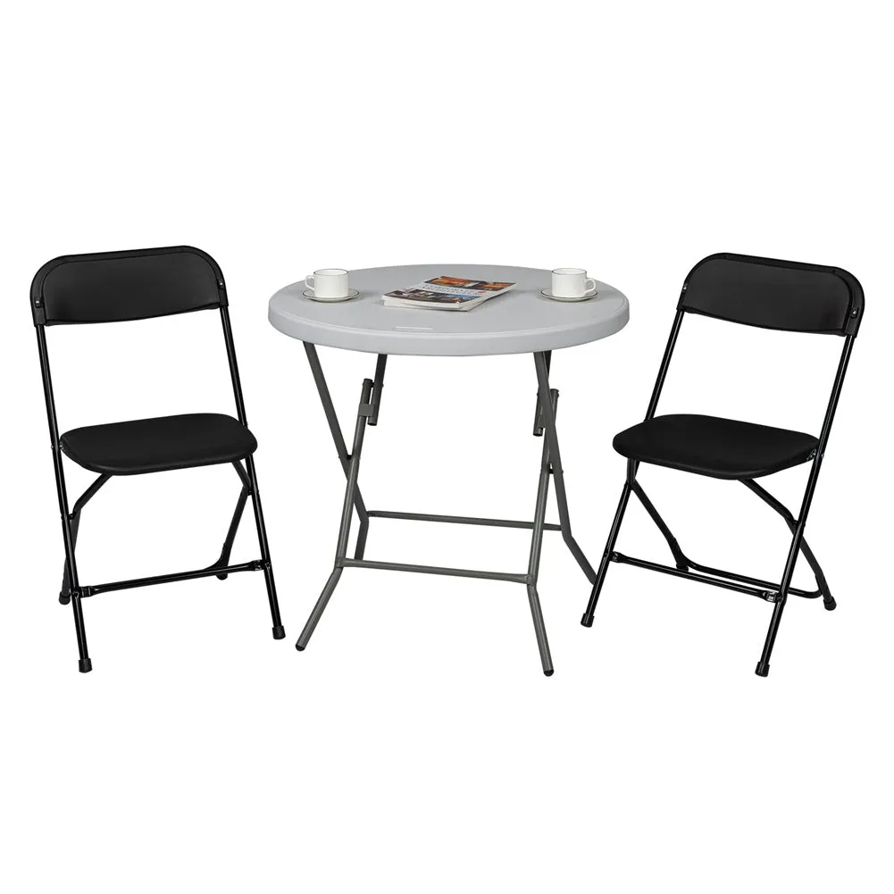 ALICIAN 5pcs Folding Chair Plastic Portable Stackable Patio Stool Black