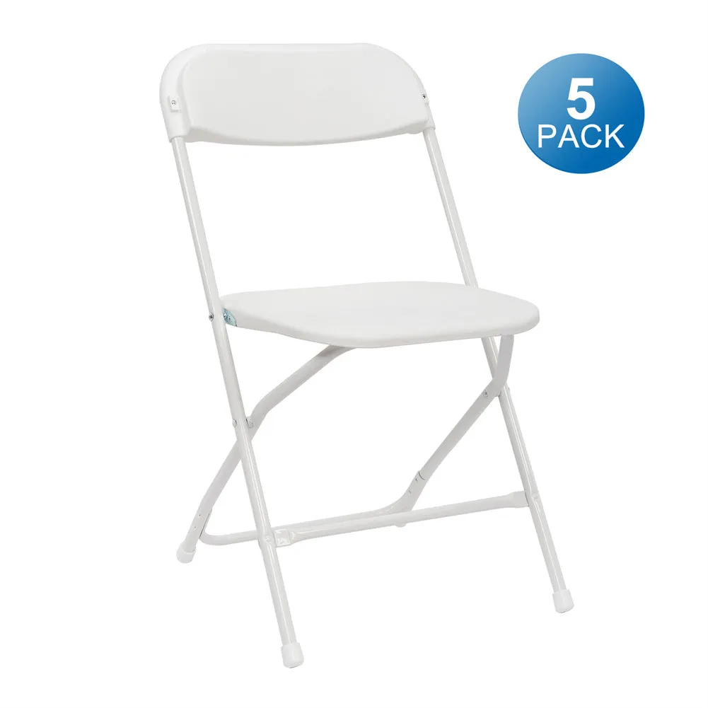 ALICIAN 5pcs Folding Chair Plastic Portable Stackable Patio Stool Black