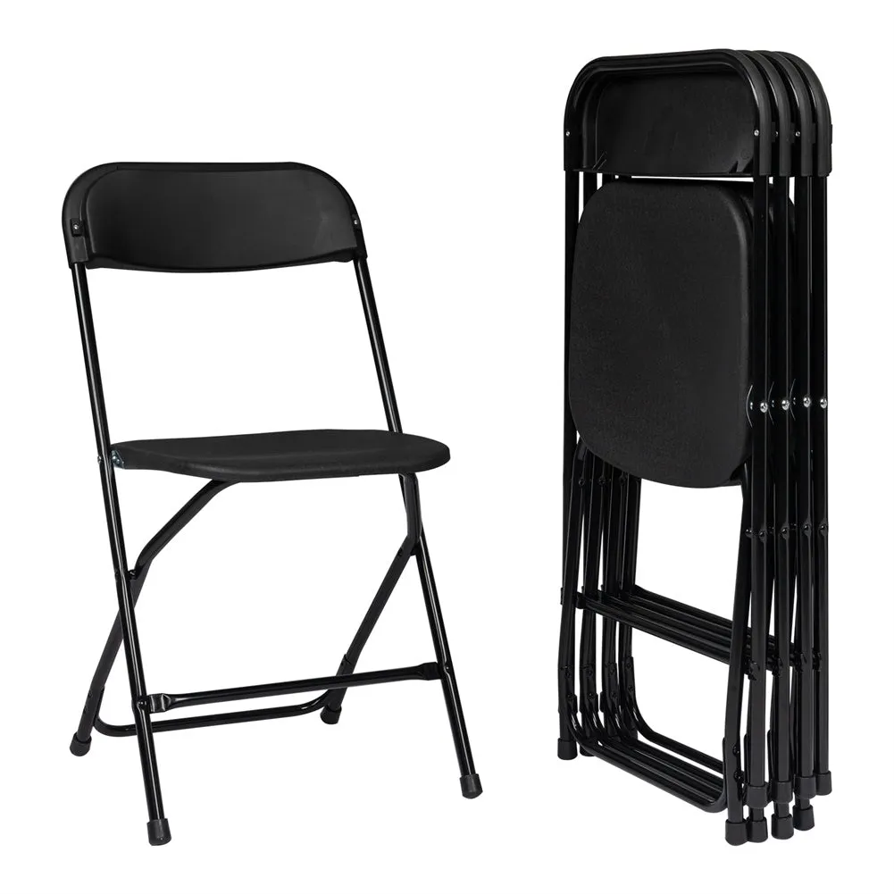 ALICIAN 5pcs Folding Chair Plastic Portable Stackable Patio Stool Black