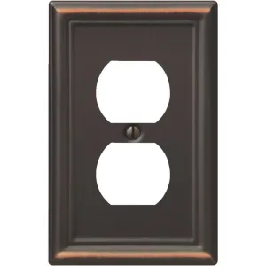 Amerelle Chelsea 1-Gang Stamped Steel Outlet Wall Plate, Aged Bronze