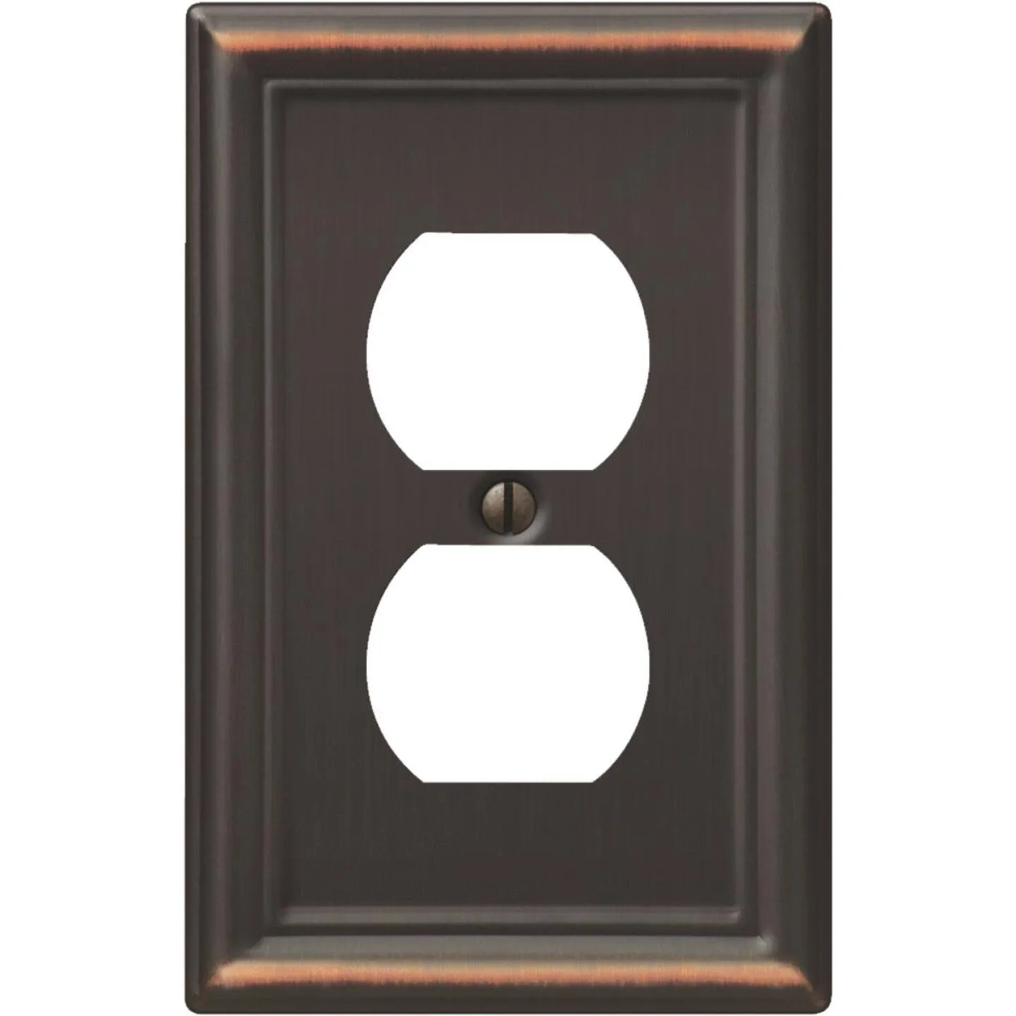 Amerelle Chelsea 1-Gang Stamped Steel Outlet Wall Plate, Aged Bronze