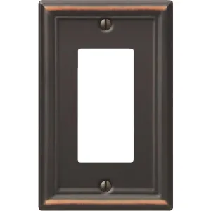 Amerelle Chelsea 1-Gang Stamped Steel Rocker Decorator Wall Plate, Aged Bronze