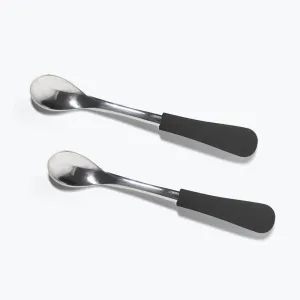 Avanchy Stainless Steel Infant Spoons - Pack of 2 - Black