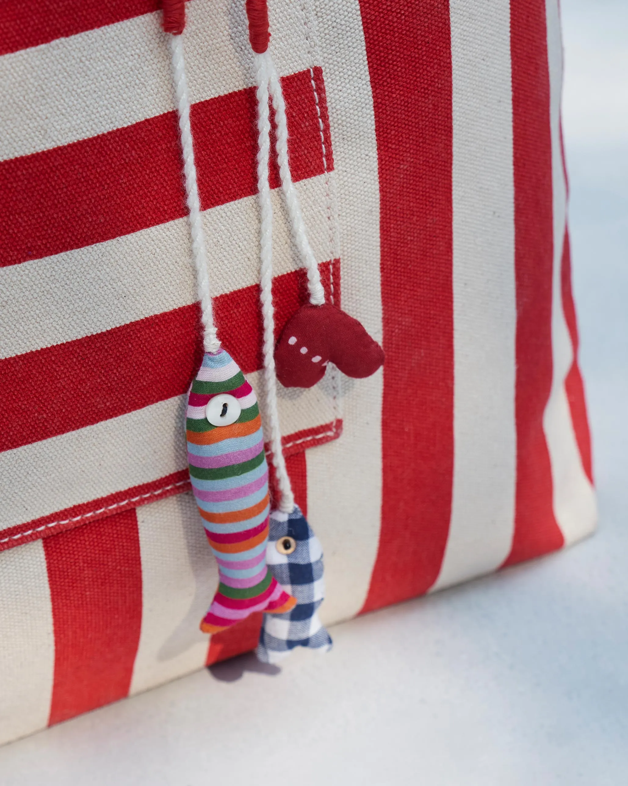 Bagan Stripe Tote - Red & Ivory