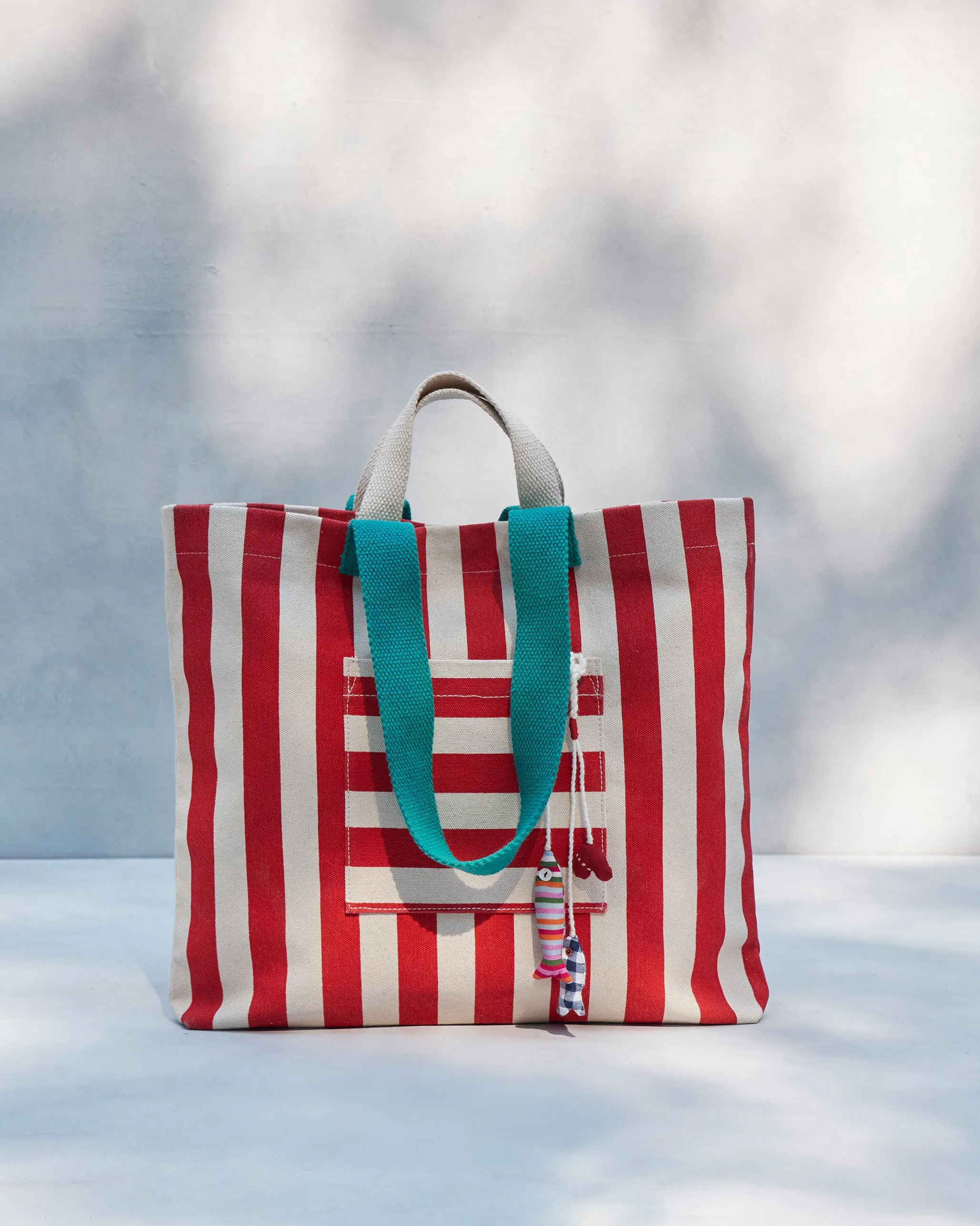 Bagan Stripe Tote - Red & Ivory