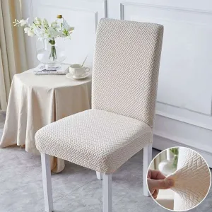 Beige Embossed Dining Chair Cover