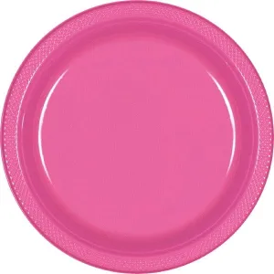 Bright Pink 9in Round Dinner Plastic Plates 20 Ct