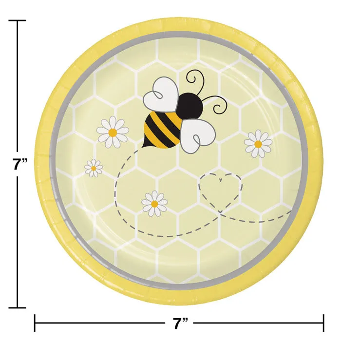 Bulk Bumblebee Baby Shower Paper Dessert Plates (96 per Case)