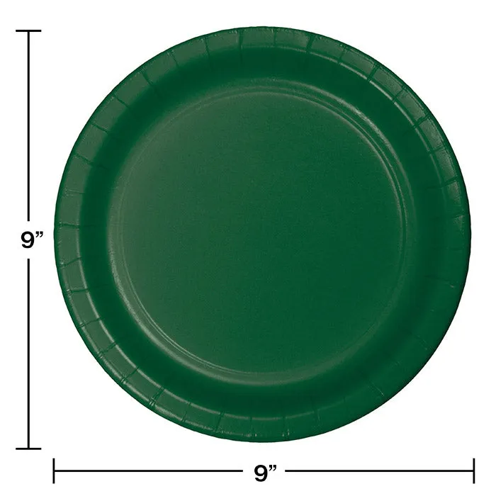 Bulk Hunter Green Sturdy Style 8.75 inch Paper Dinner Plates (240 per Case)