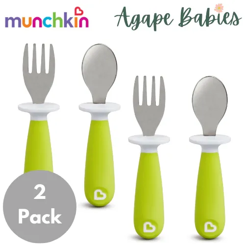 [Bundle Of 2] Munchkin Raise™ Toddler Fork & Spoon Set - Green