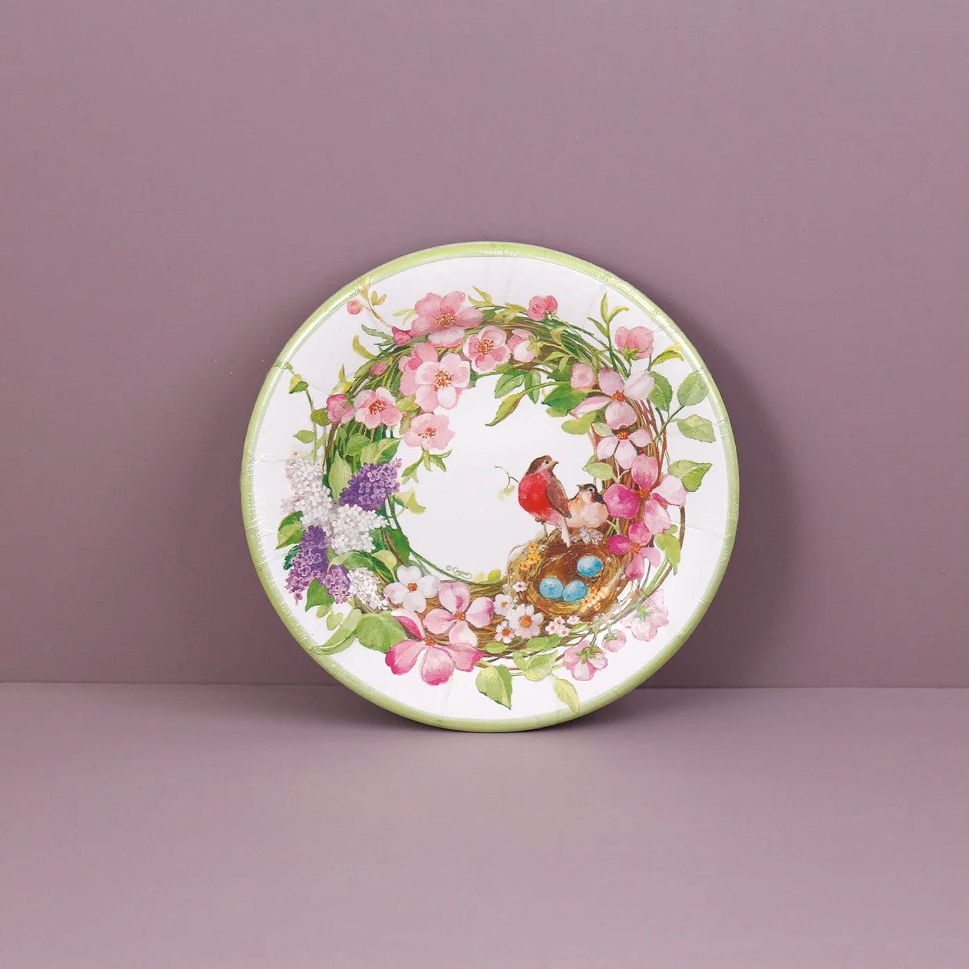 Caspari Paper Salad & Dessert Plates / Spring Wreath