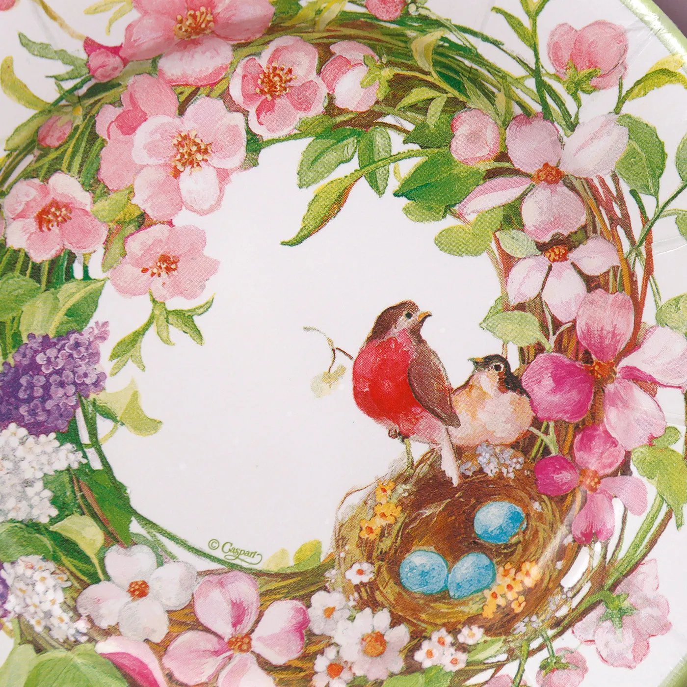 Caspari Paper Salad & Dessert Plates / Spring Wreath