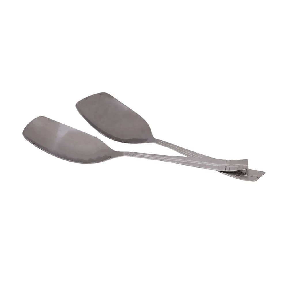 Check Pattern Stainless Steel Rice Serving Spoon 2Pcs Set