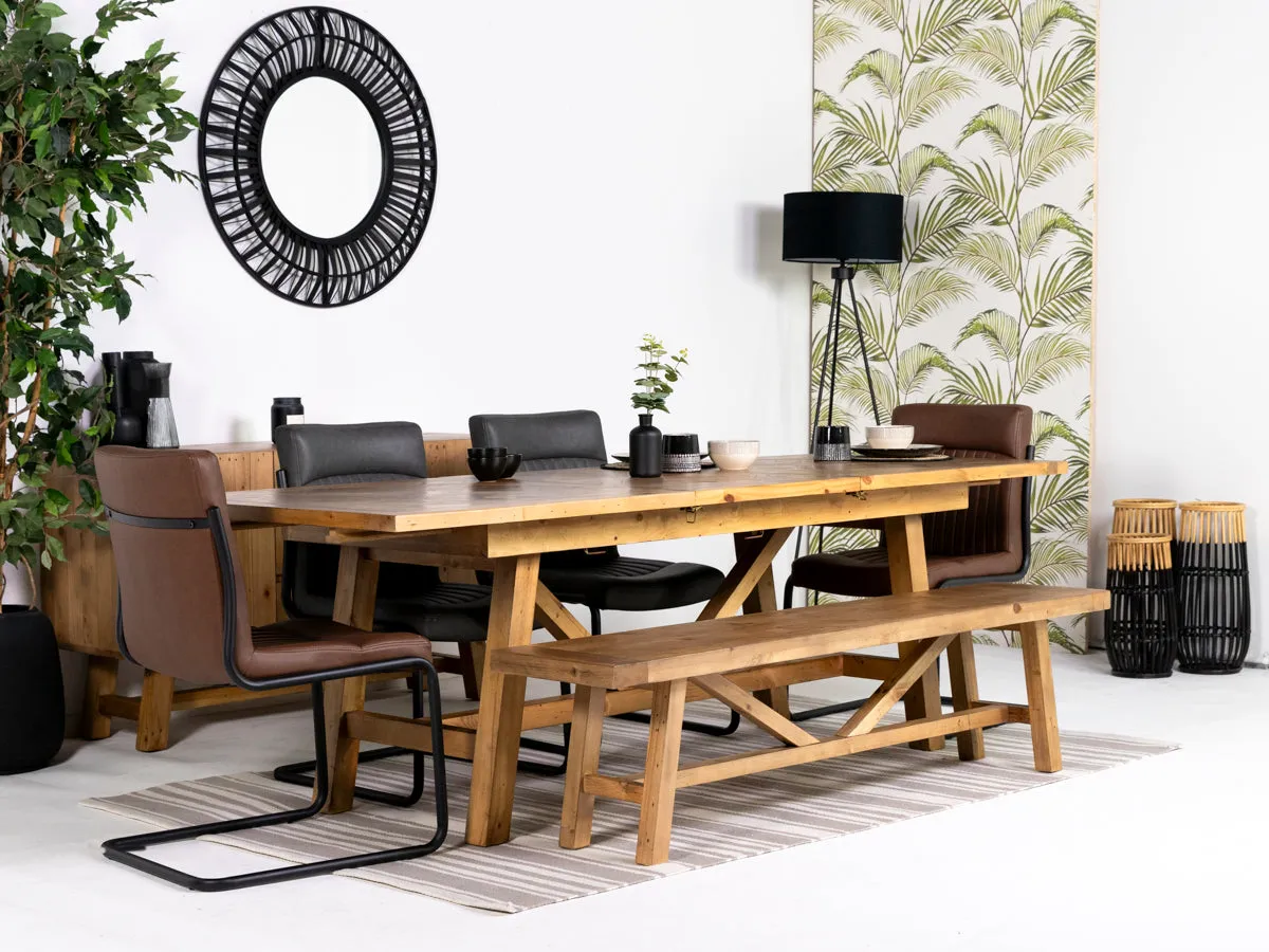 Como Extendable Dining Table (140cm - 180cm) & Brown Auburn Dining Chairs