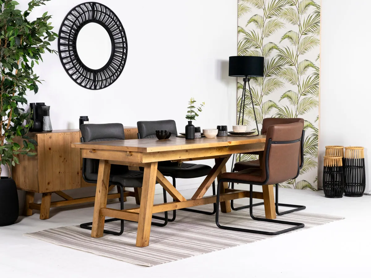 Como Extendable Dining Table (140cm - 180cm) & Brown Auburn Dining Chairs