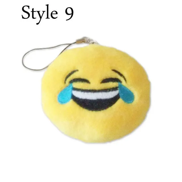 Cute Emoji Emotion Soft Stuffed Plush Yellow Toy Keyring Fob Cushions bag decoration bag accessories