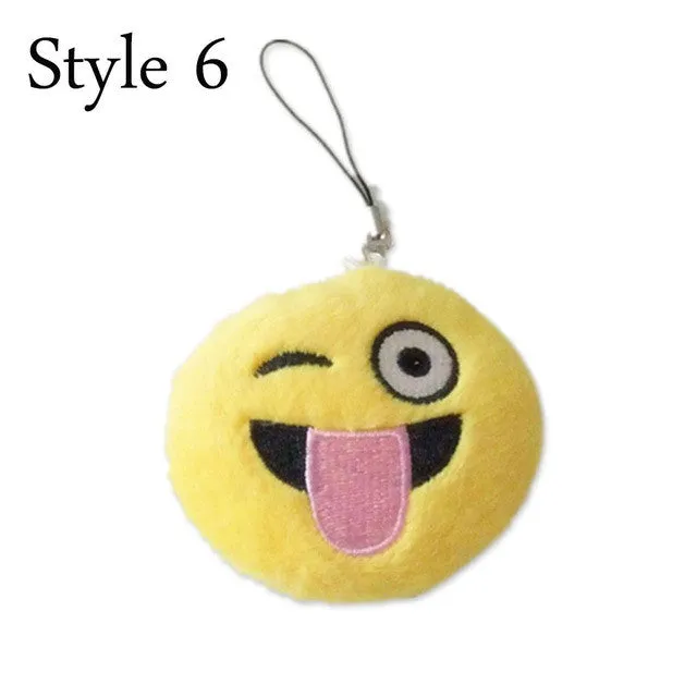 Cute Emoji Emotion Soft Stuffed Plush Yellow Toy Keyring Fob Cushions bag decoration bag accessories