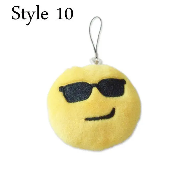 Cute Emoji Emotion Soft Stuffed Plush Yellow Toy Keyring Fob Cushions bag decoration bag accessories