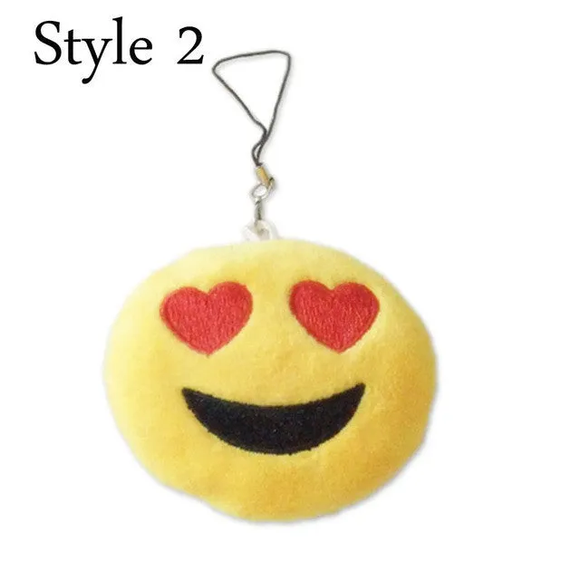 Cute Emoji Emotion Soft Stuffed Plush Yellow Toy Keyring Fob Cushions bag decoration bag accessories