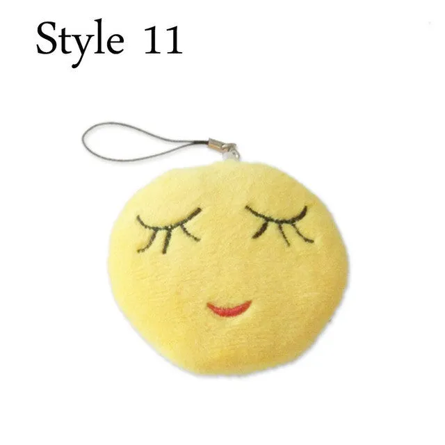 Cute Emoji Emotion Soft Stuffed Plush Yellow Toy Keyring Fob Cushions bag decoration bag accessories