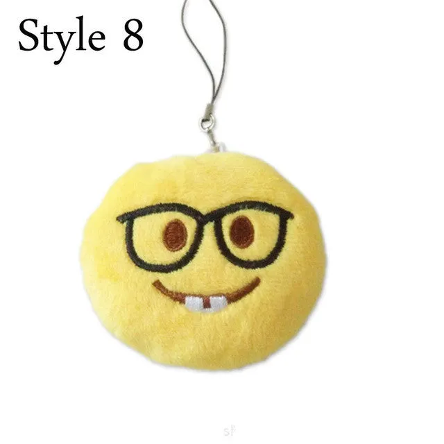 Cute Emoji Emotion Soft Stuffed Plush Yellow Toy Keyring Fob Cushions bag decoration bag accessories