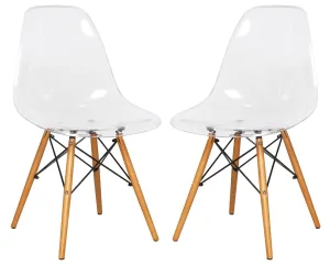 Dover Modern Molded Side Chair with Wood Base, Set of 2