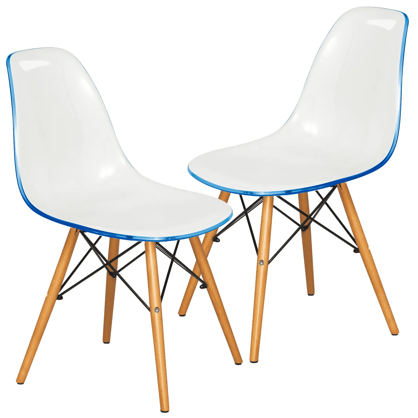 Dover Modern Molded Side Chair with Wood Base, Set of 2