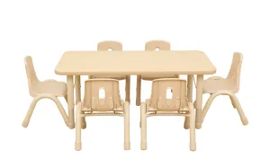 Elegant Height Adjustable Rectangular Table (120x60cm) & 6 Chairs