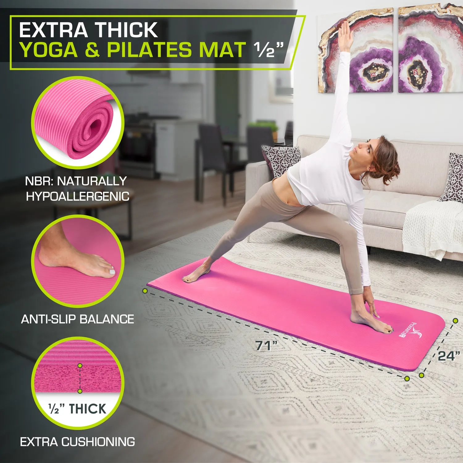 Extra Thick Yoga and Pilates Mat 1/2 inch