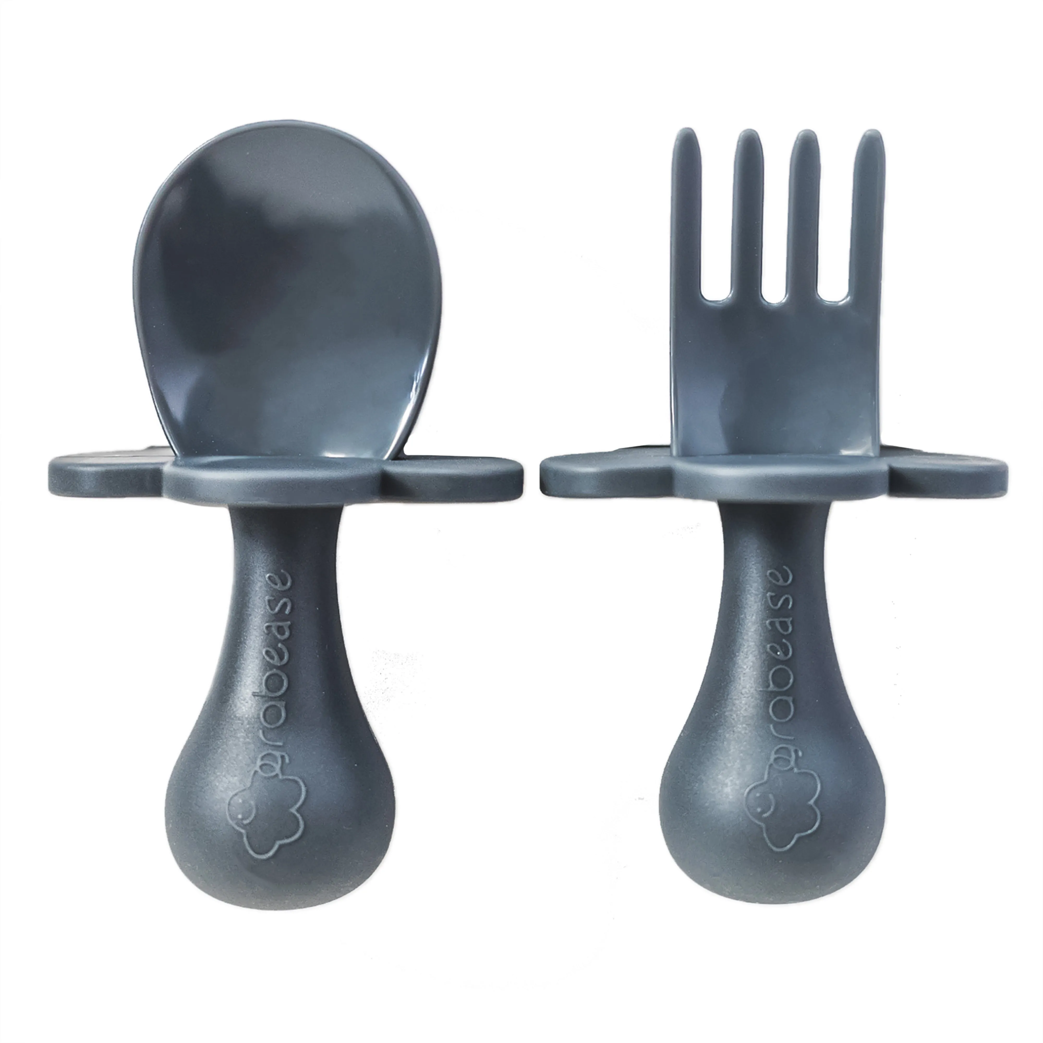 Grabease Fork and Spoon Set Gray