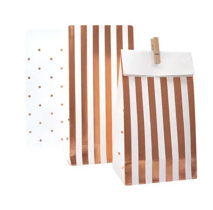 Hot Rose Gold Hexagonal Striped Paper Plate Paper Cup