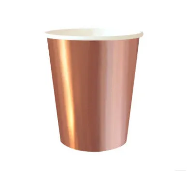 Hot Rose Gold Hexagonal Striped Paper Plate Paper Cup