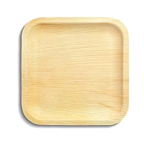 Kuber Industries Pack of 50 Disposable Palm Leaf Plates | Microwave & Oven Safe | Compostable, Disposable Tableware | Eco-Friendly Use & Throw Plates | Party, Dinner Plate |10 * 10 Inch