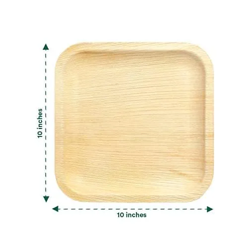 Kuber Industries Pack of 50 Disposable Palm Leaf Plates | Microwave & Oven Safe | Compostable, Disposable Tableware | Eco-Friendly Use & Throw Plates | Party, Dinner Plate |10 * 10 Inch