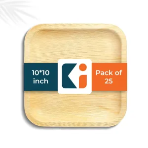 Kuber Industries Pack of 50 Disposable Palm Leaf Plates | Microwave & Oven Safe | Compostable, Disposable Tableware | Eco-Friendly Use & Throw Plates | Party, Dinner Plate |10 * 10 Inch