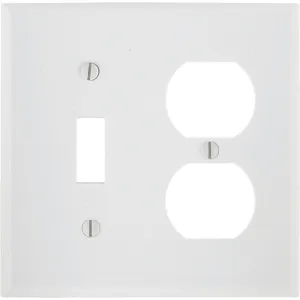 Leviton 2-Gang Plastic Single Toggle/Duplex Outlet Wall Plate, White