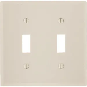 Leviton 2-Gang Plastic Toggle Switch Wall Plate, Light Almond