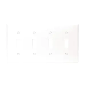 Leviton 4-Gang Plastic Toggle Switch Wall Plate, White