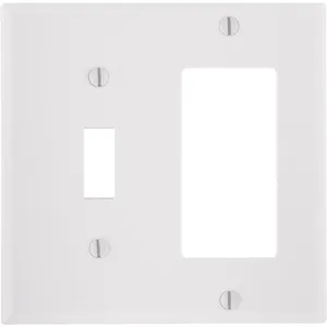 Leviton Decora 2-Gang Thermoset Single Toggle/Rocker Wall Plate, White