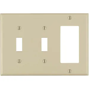 Leviton Decora 3-Gang Thermoset 2-Toggle/Rocker Wall Plate, Ivory