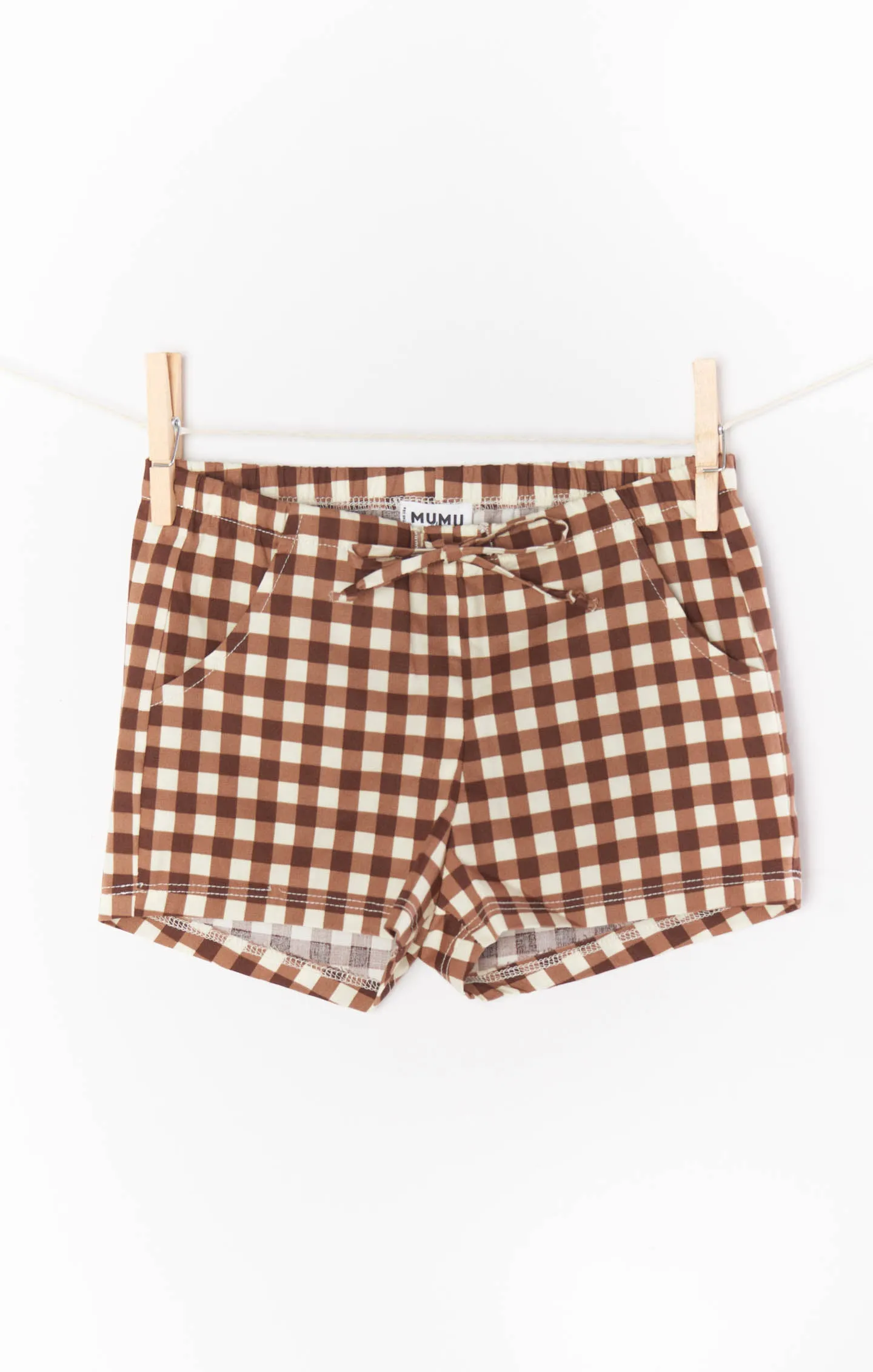 Lil Easy Shorts ~ Brown Gingham