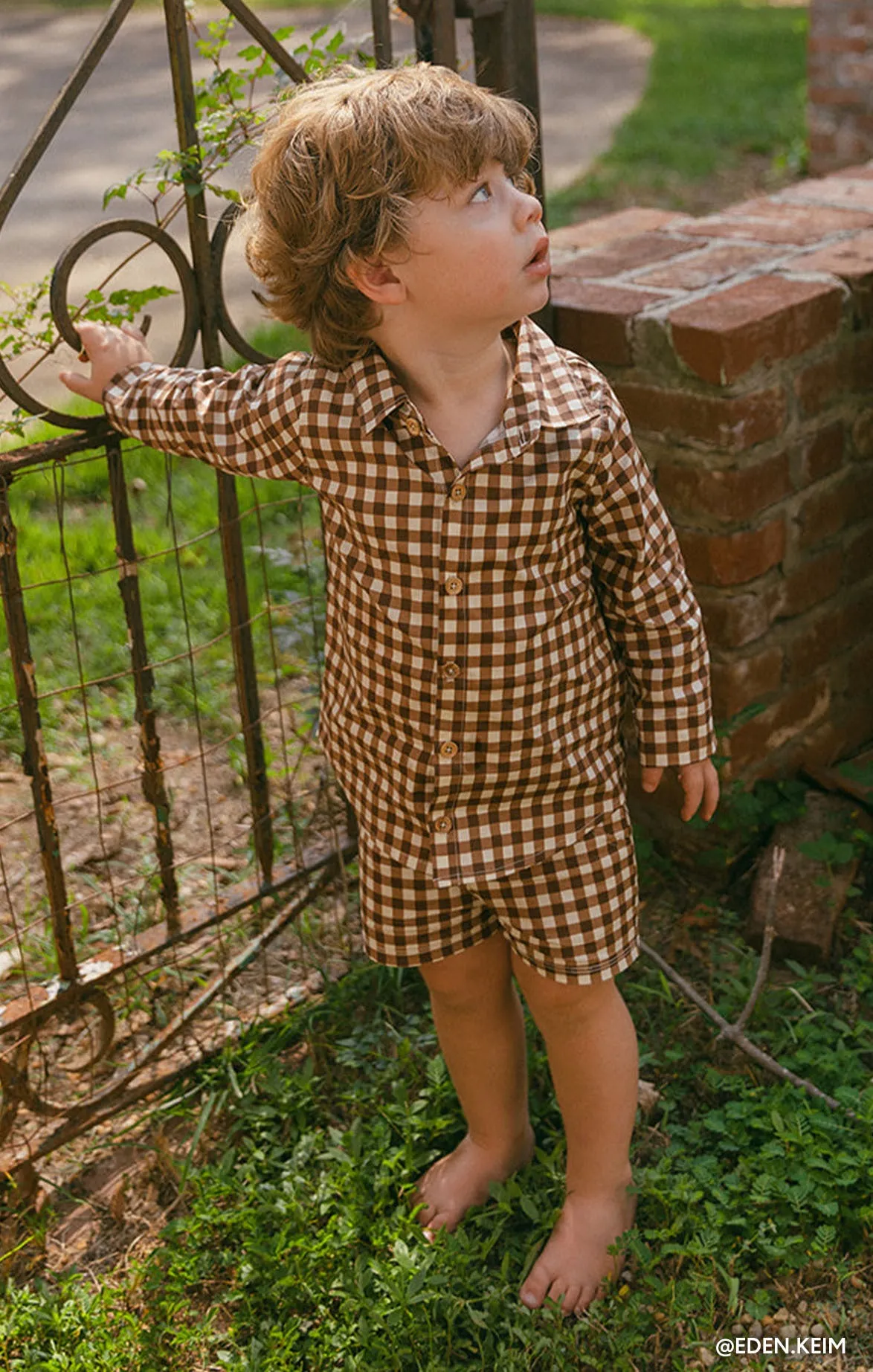 Lil Easy Shorts ~ Brown Gingham