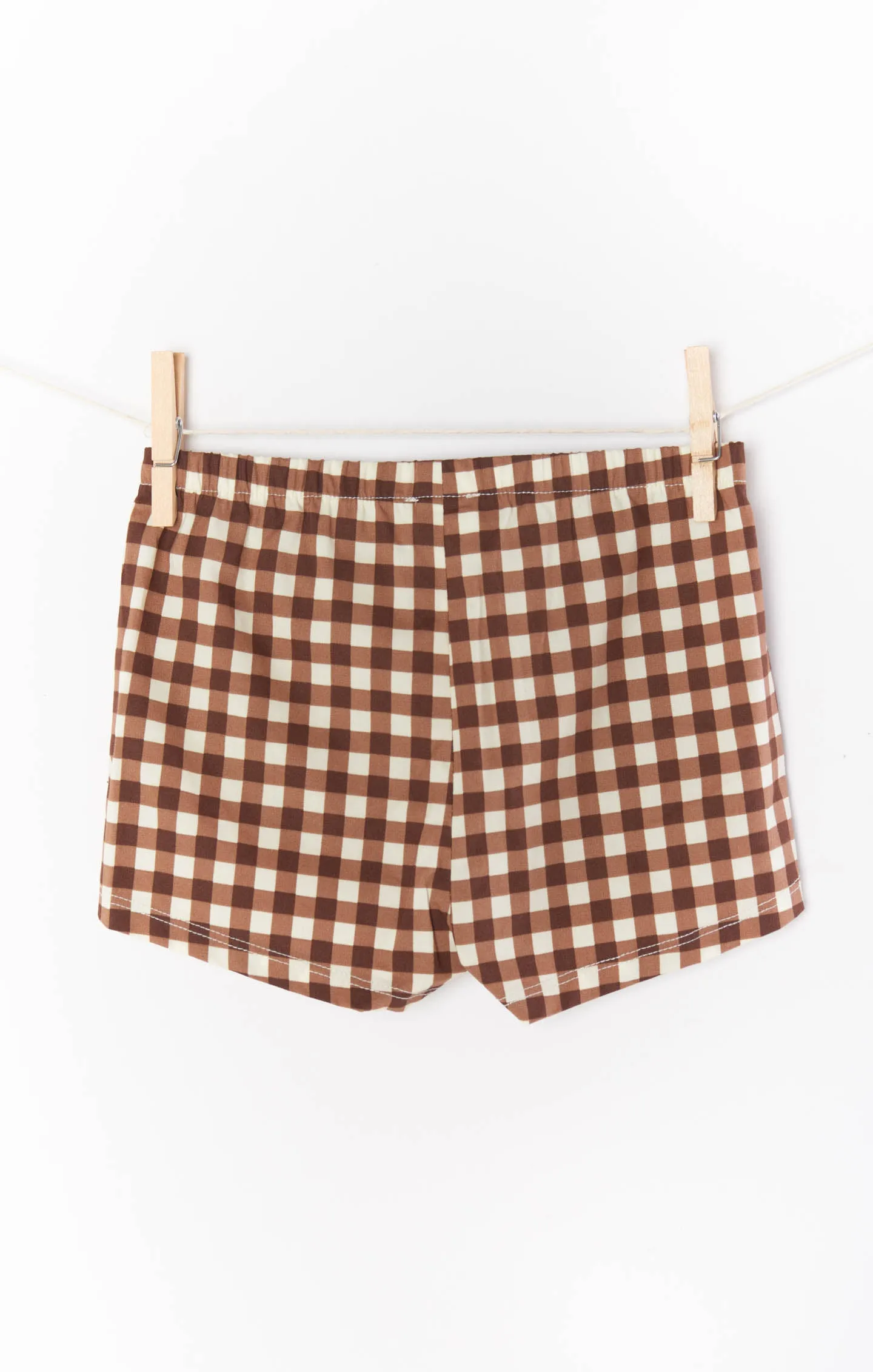 Lil Easy Shorts ~ Brown Gingham