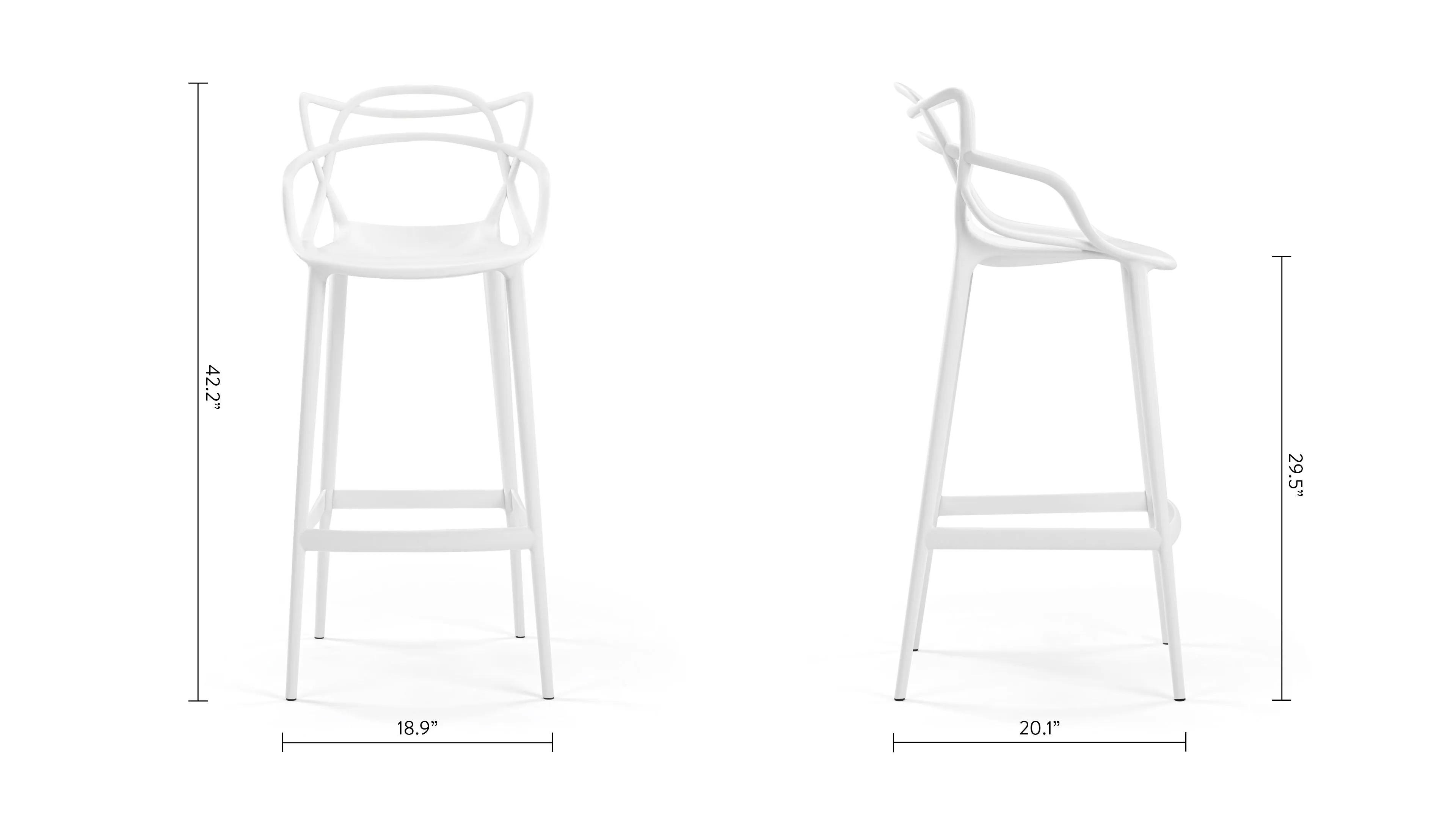 Masters - Masters Bar Stool, White, 29.5" Seat Height